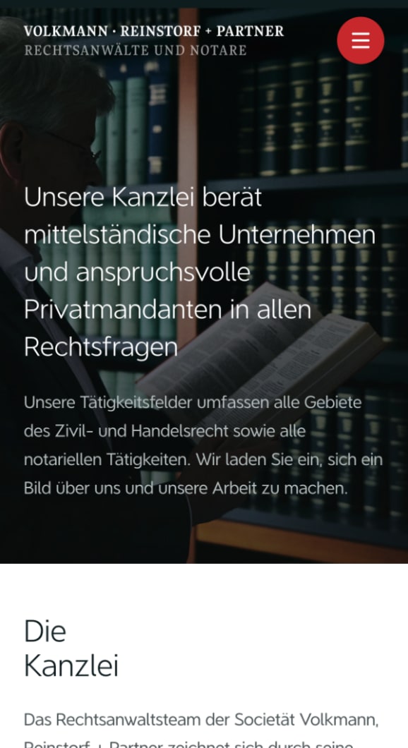 Screenshot Internetseite für Rechtsanwälte und Notare