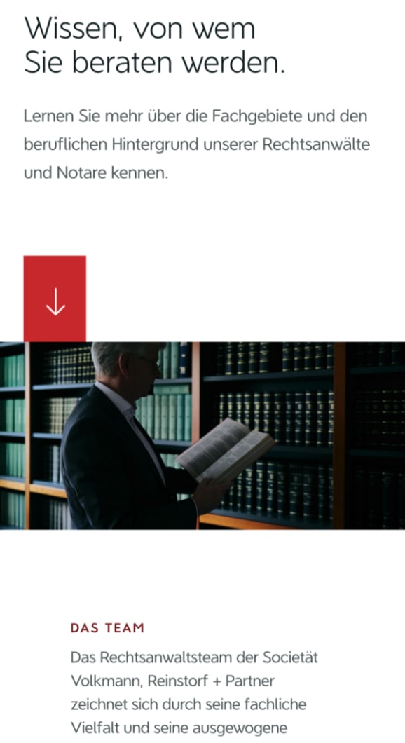 Screenshot der Website der Rechtsberater Volkmann & Partner