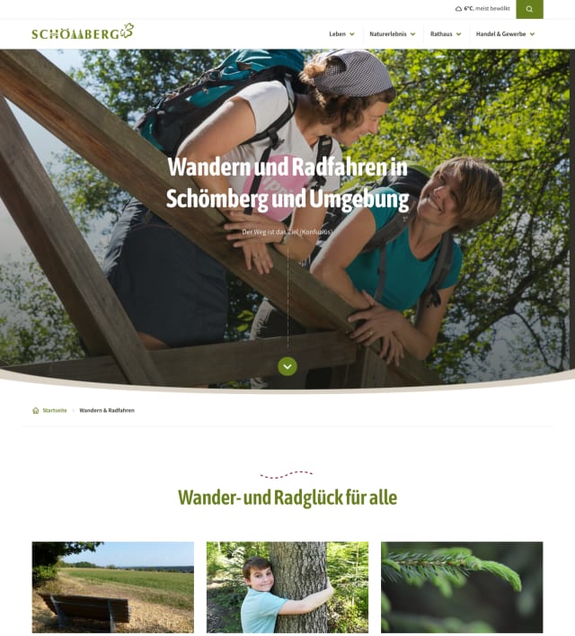 Screenshot der Website der Gemeinde Schömberg